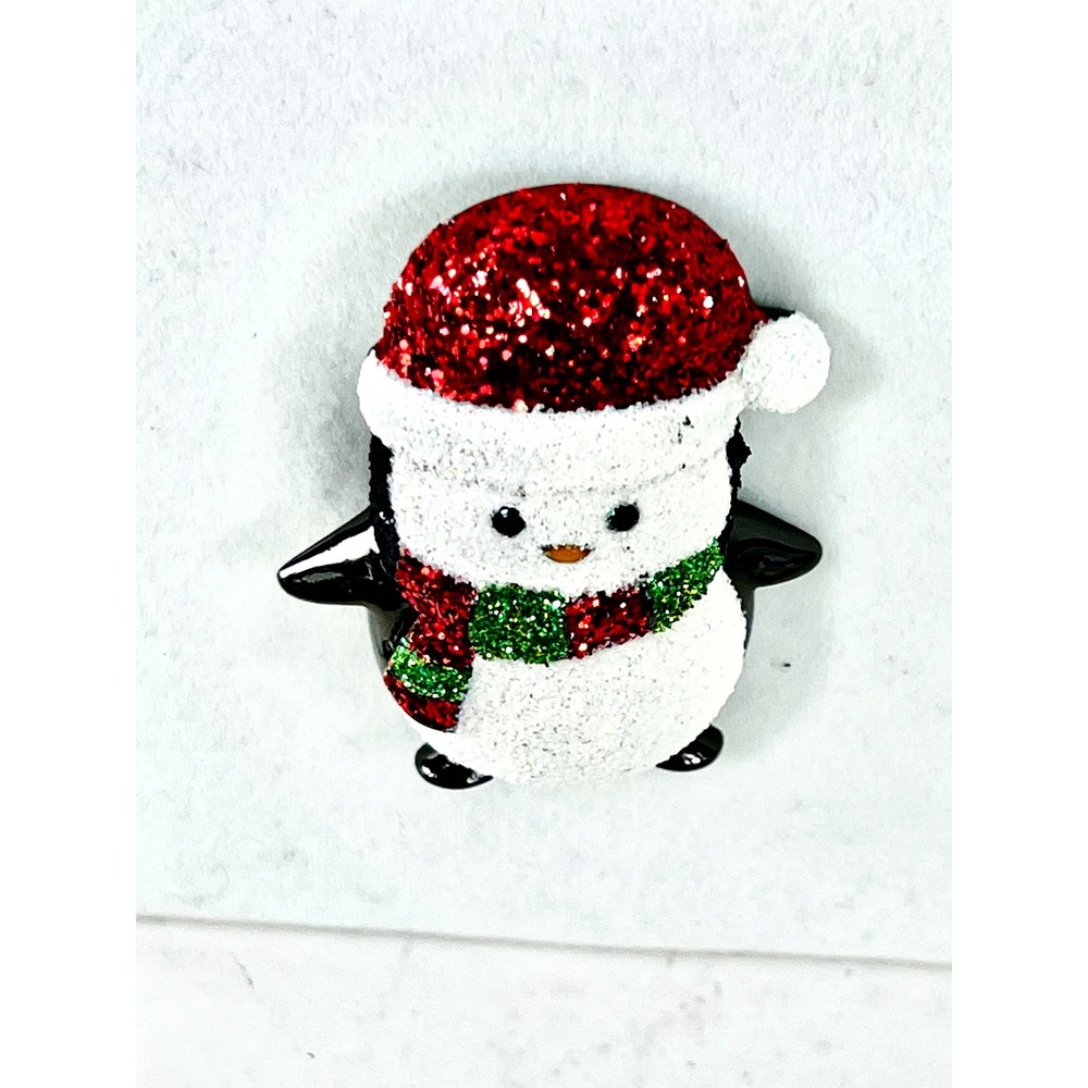 Penguin Elf Brooch Pin Swarovski Crystal Glitter Santa Hat OH-PENG-00-06